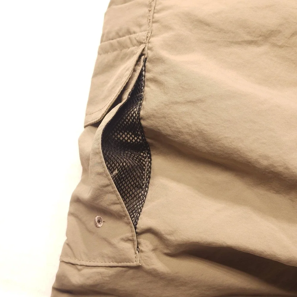 Magellan Fish Gear Swim Shorts Mens L Beige Cargo Belted Mesh Lined